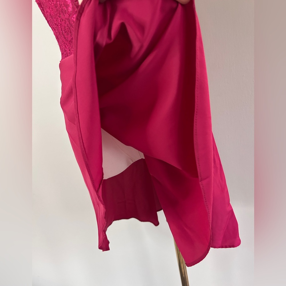 VINTAGE VAL MODE 90s Romantic Lace Basque Waist Red Slip Dress Valentines Size S - Picture 13 of 15